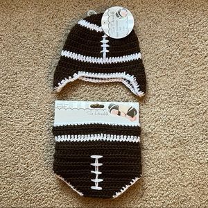 0-6 Month Crocheted Football Hat and Diaper Cover